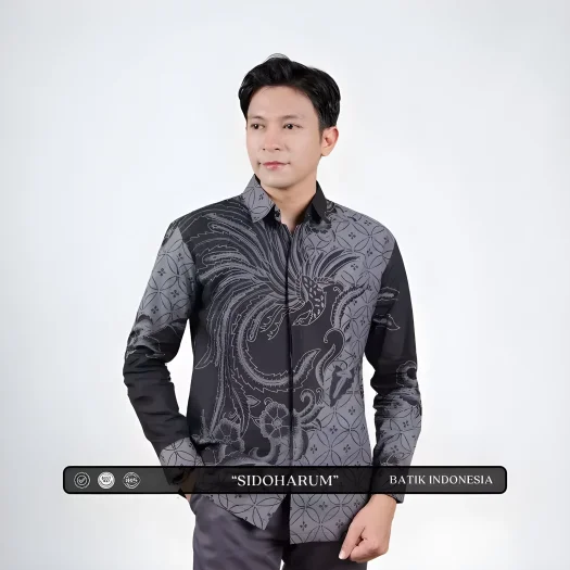 Indonesian Sidoharum Batik Motif Slimfit Shirt with Inner Lining