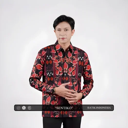 Indonesian Batik Motif Sentiko Slimfit Shirt with Inner Lining