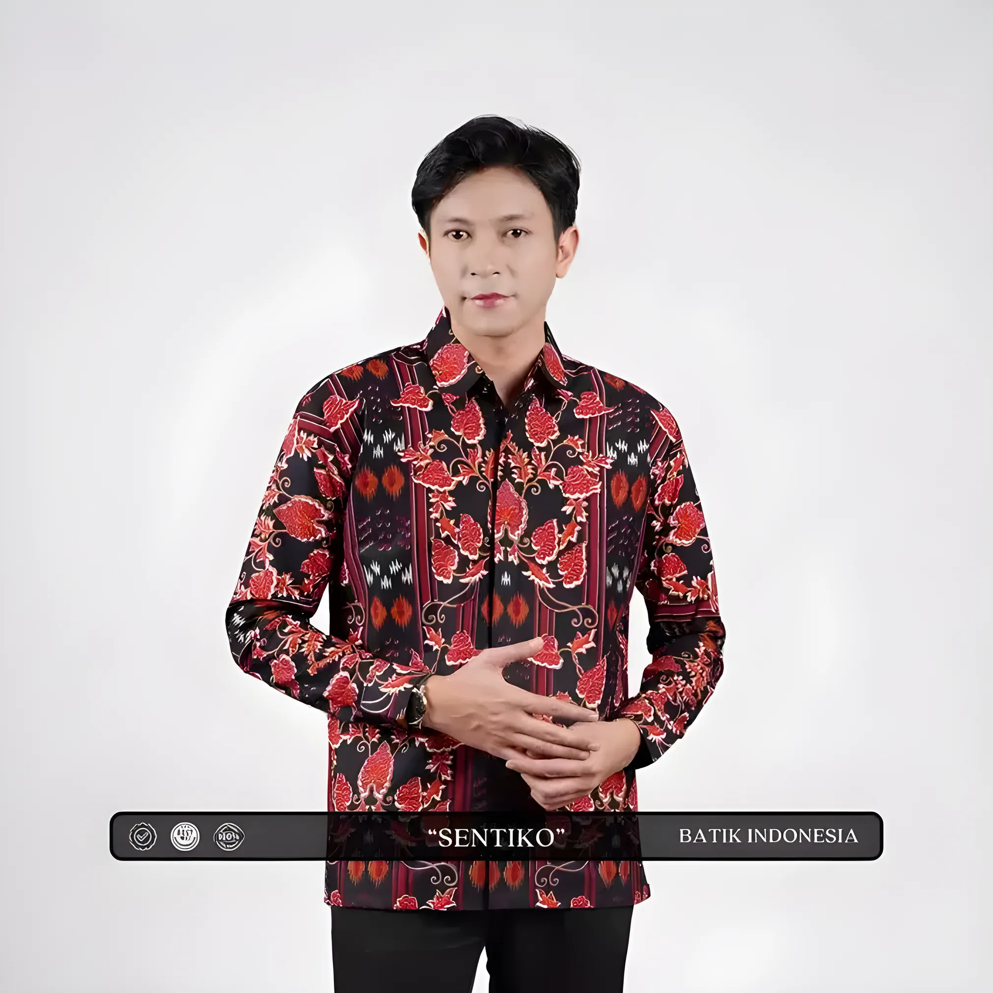 Indonesian Batik Motif Sentiko Slimfit Shirt with Inner Lining