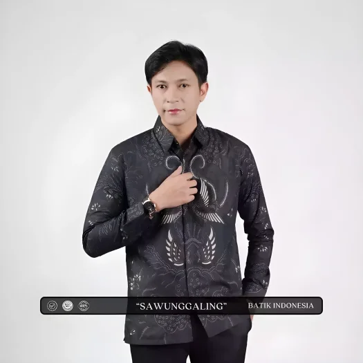 Indonesian Sawunggaling Motif Batik Slimfit Shirt with Inner Lining