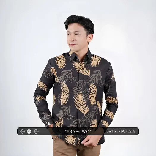 Indonesian Batik Prabowo Motif Slimfit Shirt with Inner Lining