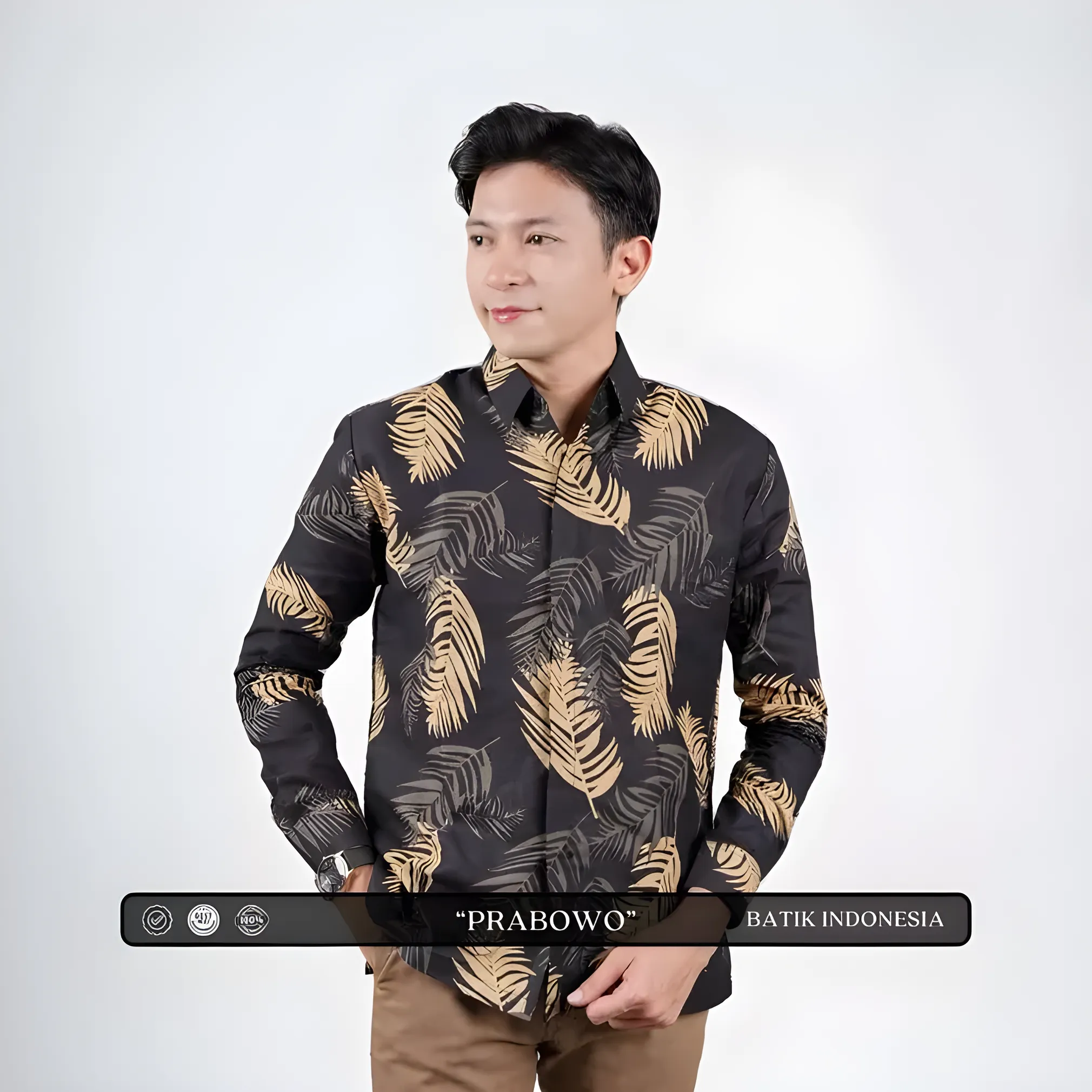 Indonesian Batik Prabowo Motif Slimfit Shirt with Inner Lining