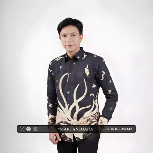 Indonesian Batik Motif Martanegara Slimfit Shirt with Inner Lining