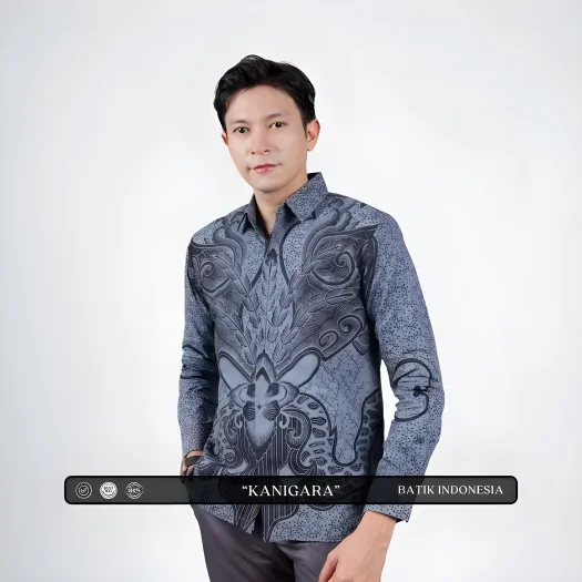 Indonesian Batik Men’s Long Sleeve Slim Fit Shirt
