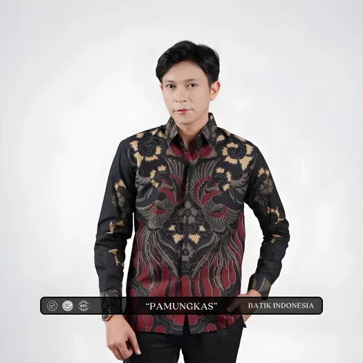 Indonesian Batik Men’s Slim Fit Long Sleeve Shirt