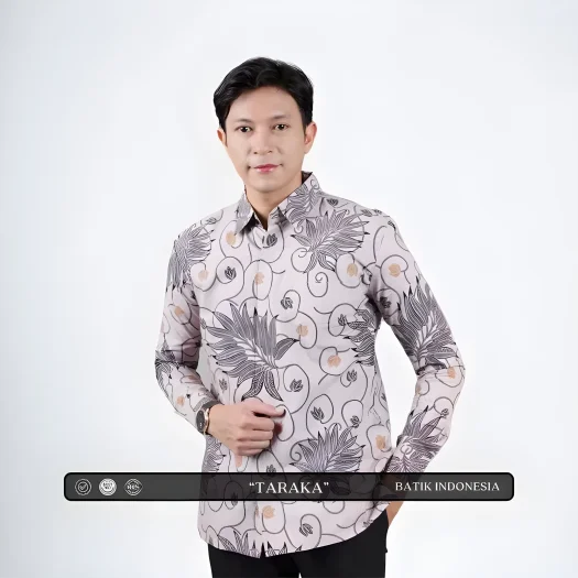 Indonesian Batik Men’s Slim Fit Long Sleeve Shirt