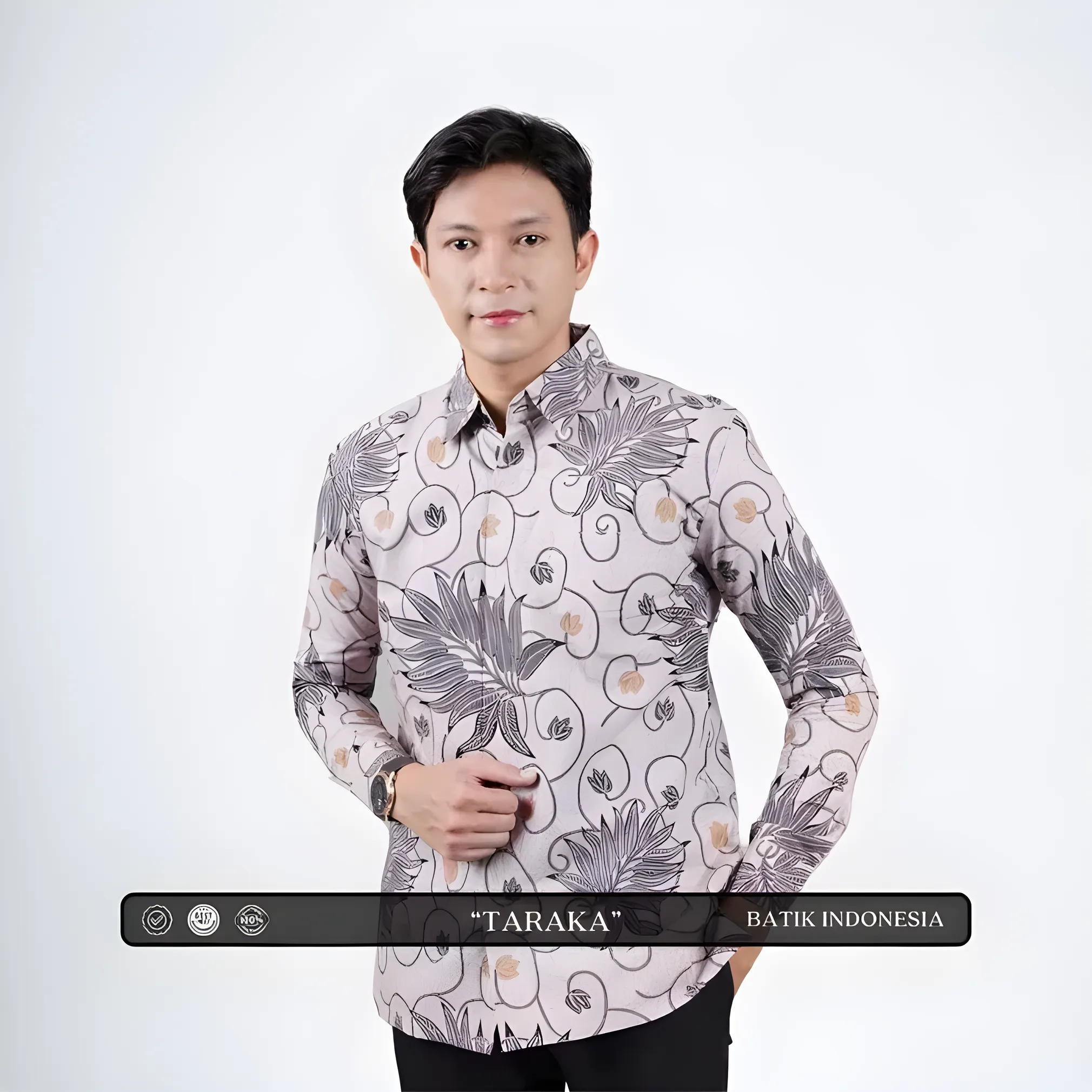Indonesian Batik Men’s Slim Fit Long Sleeve Shirt