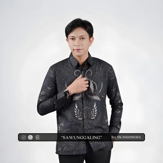 Modern Premium Long Sleeve Men’s Batik Shirt from Indonesia