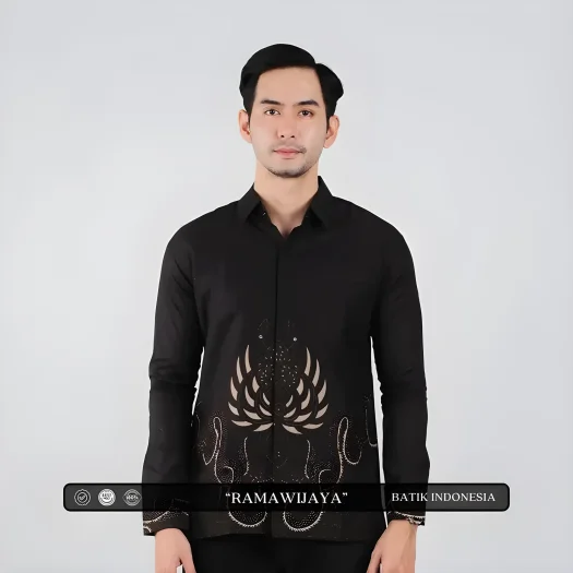 Indonesian Batik Ramawijaya Motif Slimfit Shirt with Inner Lining