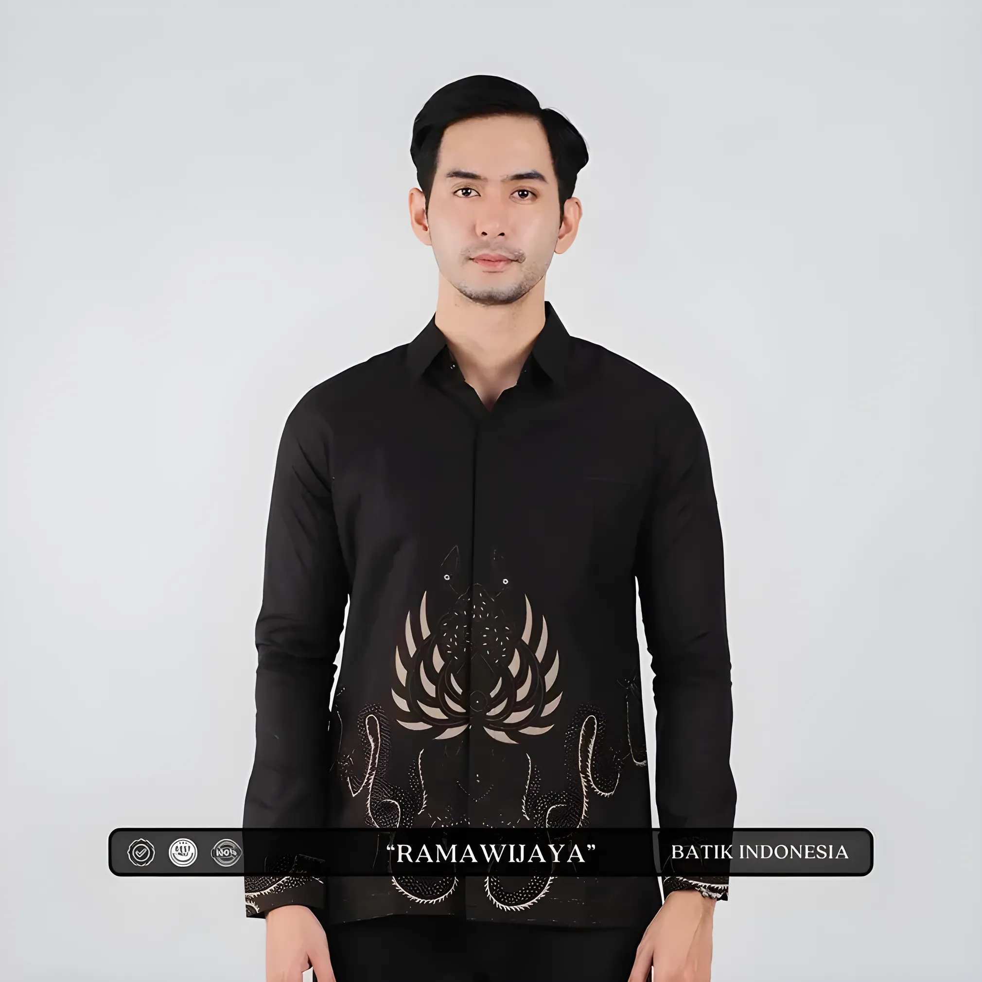Indonesian Batik Ramawijaya Motif Slimfit Shirt with Inner Lining