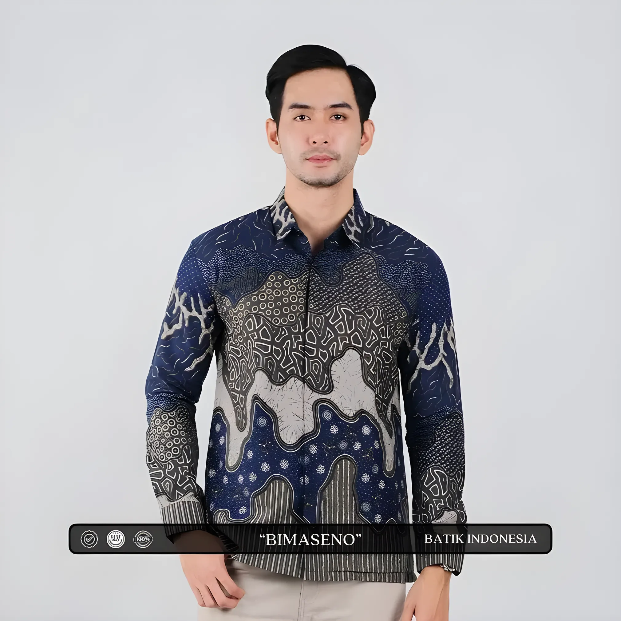 Indonesian Batik Motif Bimaseno Slimfit Shirt with Inner Lining