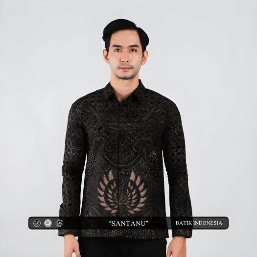 Indonesia Batik Motif Santanu Slimfit Shirt with Lining