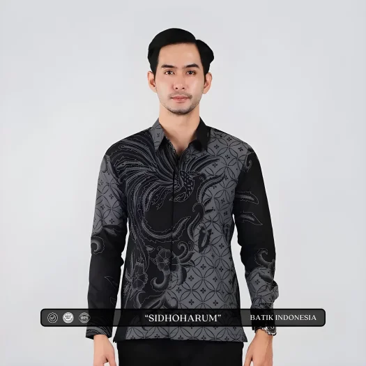 Indonesian Sidhoharum Motif Batik Slimfit Shirt with Inner Lining