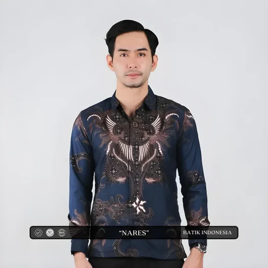Indonesian Nares Motif Batik Slimfit Shirt with Inner Lining