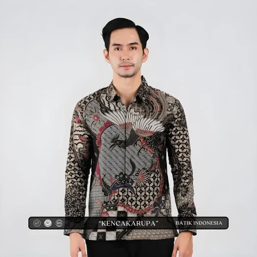 Indonesian Batik Motif Kencakarupa Slimfit Shirt with Inner Lining