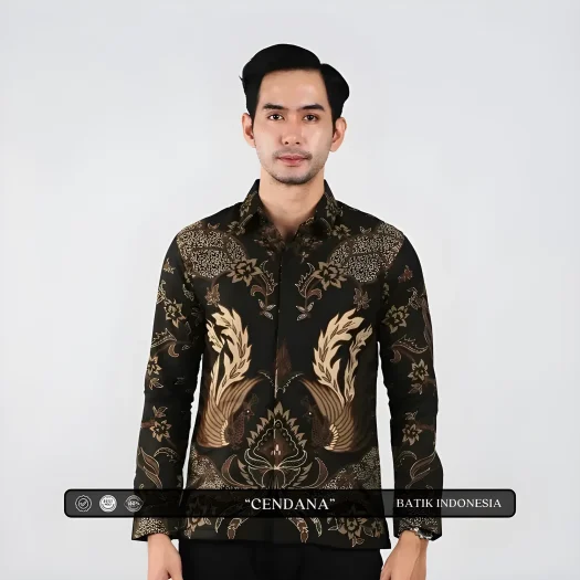 Indonesian Cendana Motif Batik Slimfit Shirt with Inner Lining