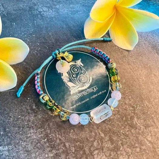 Goddess of the Moon Bracelet with Moonstone and Tibetan Crystal