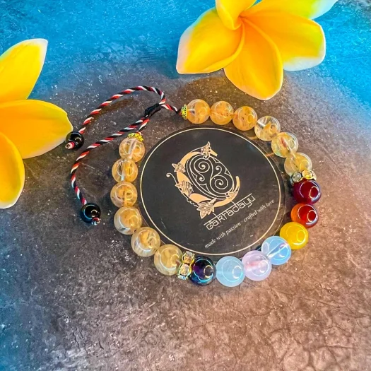 Tridatu 7 Chakra Crystal Bracelet with Sedana Hair – Chakra Energy Bracelet for Business Success and Prosperity