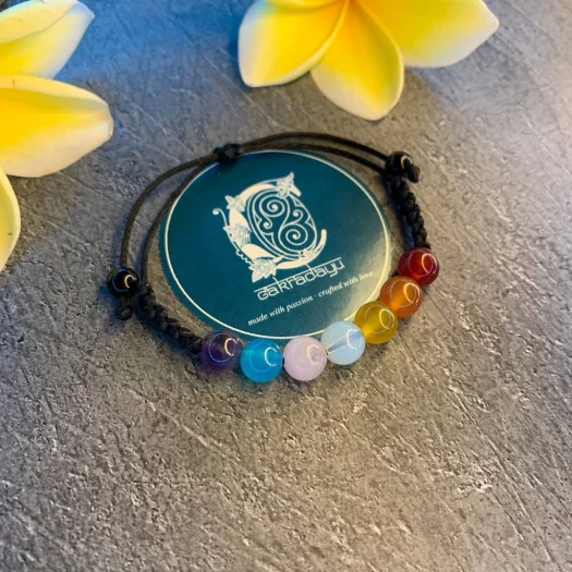 7 Chakra Natural Stone Bracelet with Black Cord