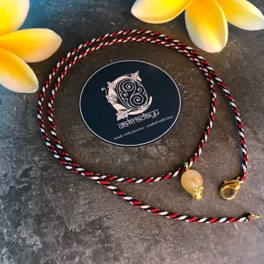 Balinese Exclusive Gold Crown Hair Pendant Tridatu Necklace