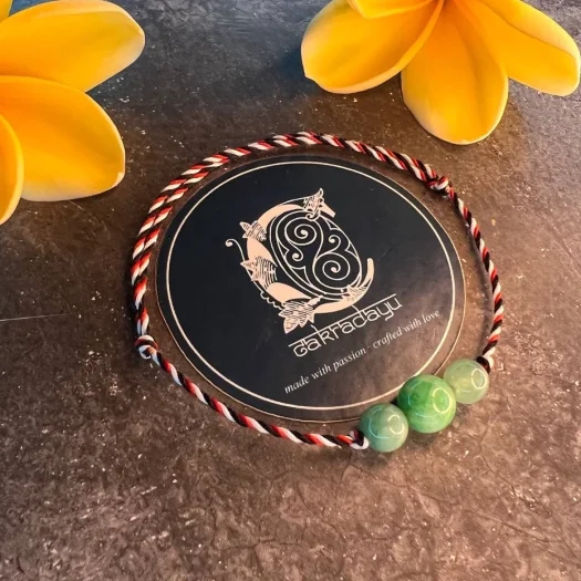 Balinese Original Tridatu Healing Aura Bracelet with Snow Jade