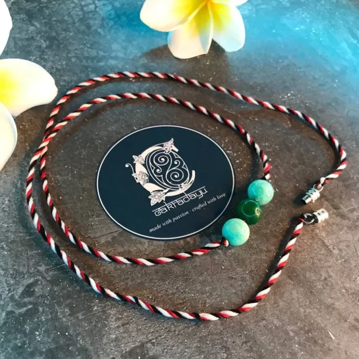 Authentic Bali Special Green Jade Gemstone Tridatu Necklace
