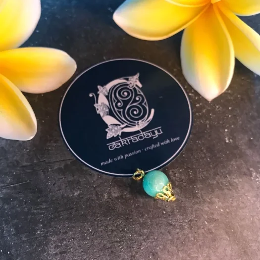 Jade Gemstone Beaded Pendant With Gold Crown