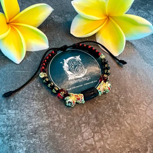 Lion King Bracelet (Barongsai) with Carved Tibetan Stone