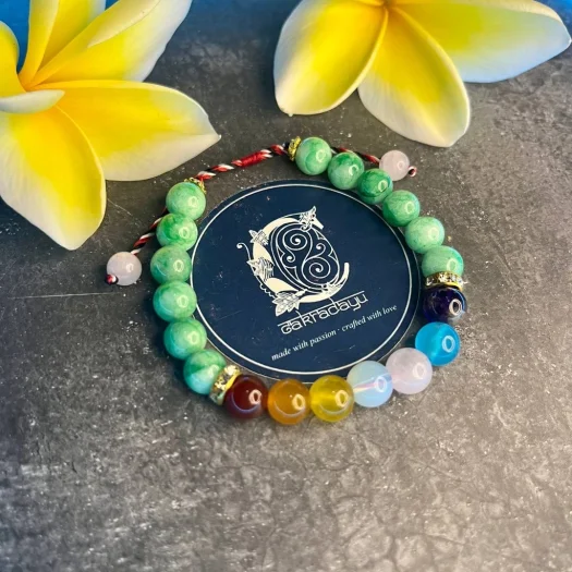 Tridatu 7 Chakra Crystal Bracelet with Natural Jade Stone – Chakra Energy Bracelet for Fitness and Physical Health