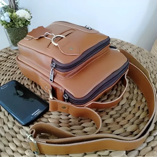 Premium Genuine Garut Cowhide Leather Men’s Sling Bag, 100% ORIGINAL Pull Up Leather Bag