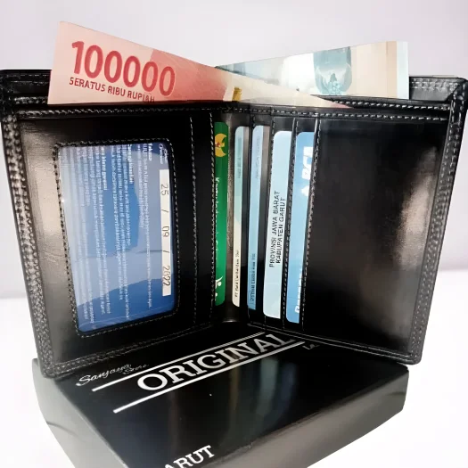 Standing Full Grain Leather Wallet, 100% Premium Full Leather Inside Outside