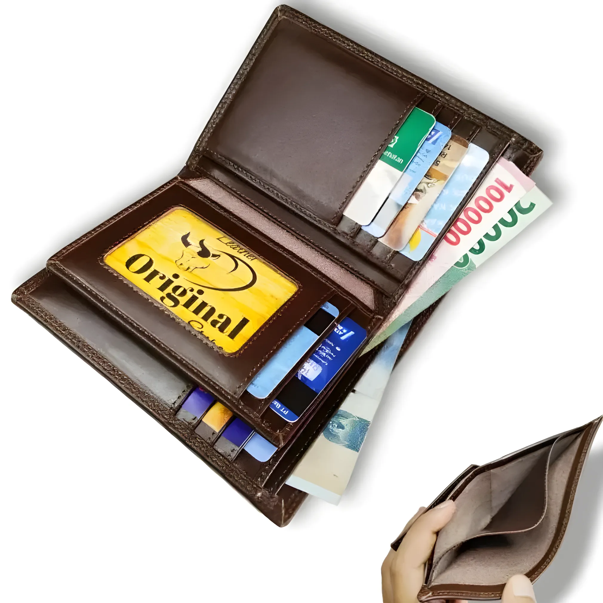 Genuine Leather Wallet Inside Out Full-Up Design 3/4 Model