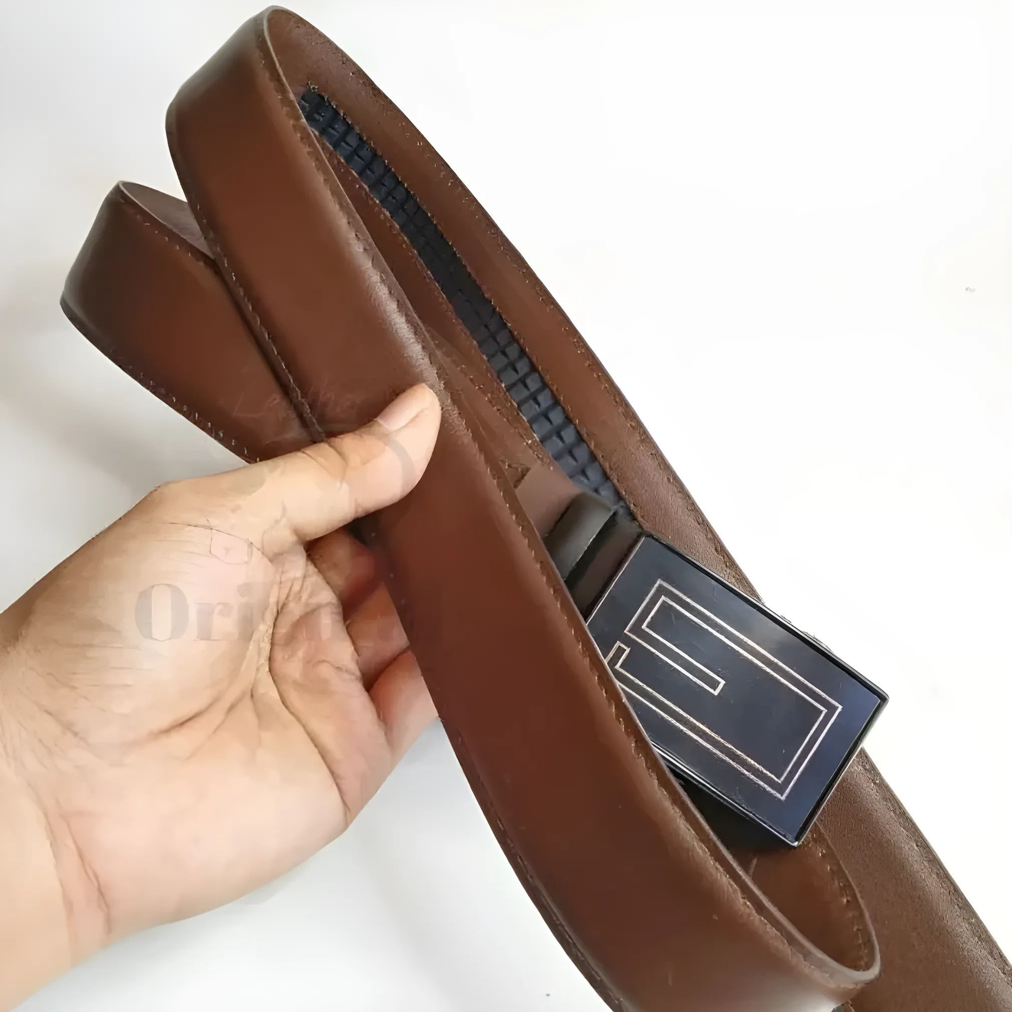 Genuine Leather Men’s Waist Belt With Jumbo REL Buckle