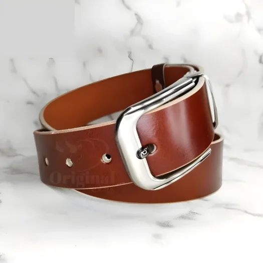 Genuine Leather Men’s Belt – Glossy Genuine Leather Men’s Waistband