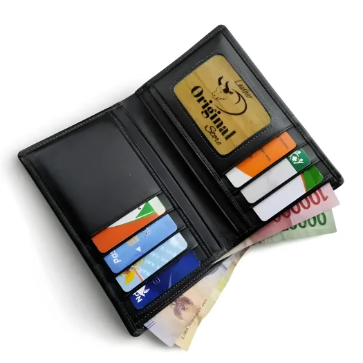 Genuine Leather Men’s Wallet 3/4 WITHOUT Middle Slot Original, 100% Real Leather