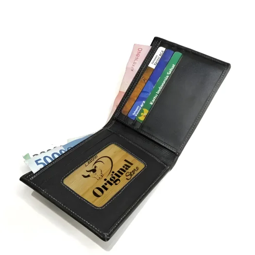 Original Thin Simple Men’s Leather Wallet Without Middle Slot