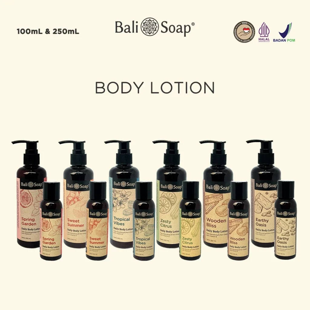 Bali Soap Fragrant Moisturizing Body Lotion – Halal & BPOM Certified, Paraben-Free, SLS-Free, Fast Absorbing Skin Hydrator