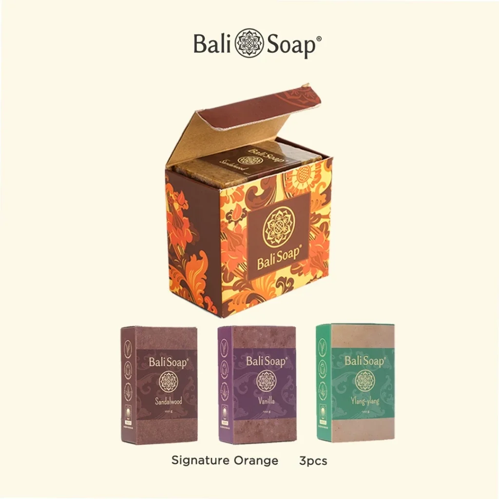 Bali Soap Natural Soap Gift Set – 3-Piece 100 g Handmade Soaps – Eco-Friendly, BPOM Certified & Halal, SLS & Paraben Free Bath Bars