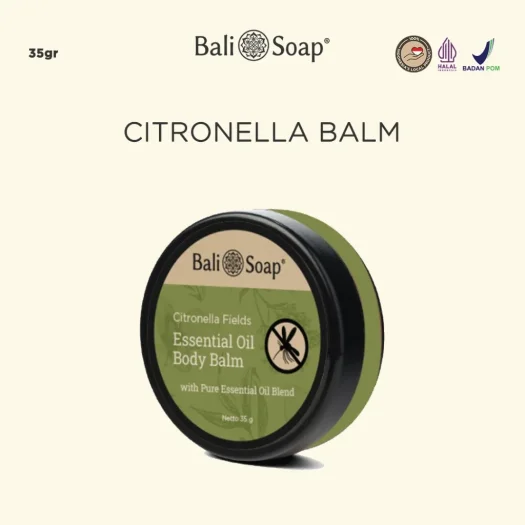 Bali Soap Natural Citronella Mosquito Repellent Balm with Essential Oils – 35 g, BPOM & Halal Certified, Sereh Balm