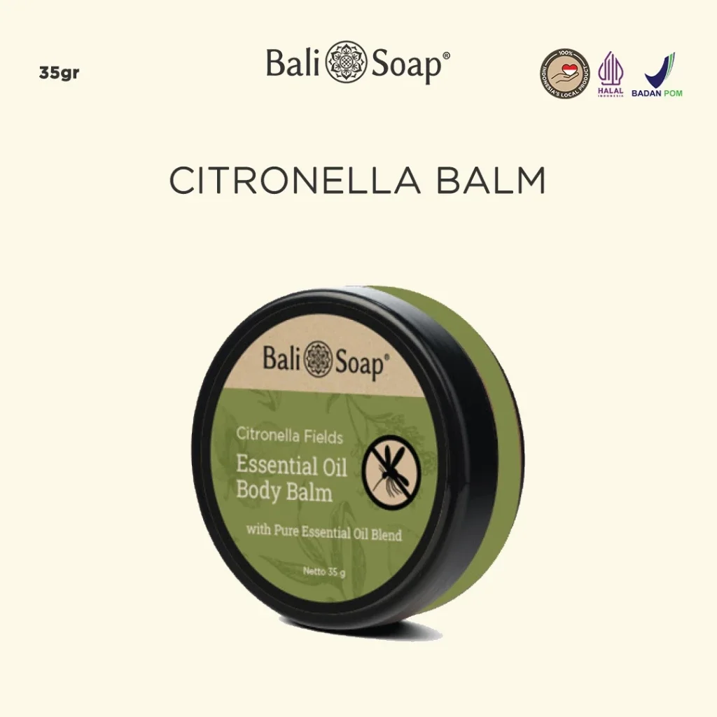 Bali Soap Natural Citronella Mosquito Repellent Balm with Essential Oils – 35 g, BPOM & Halal Certified, Sereh Balm