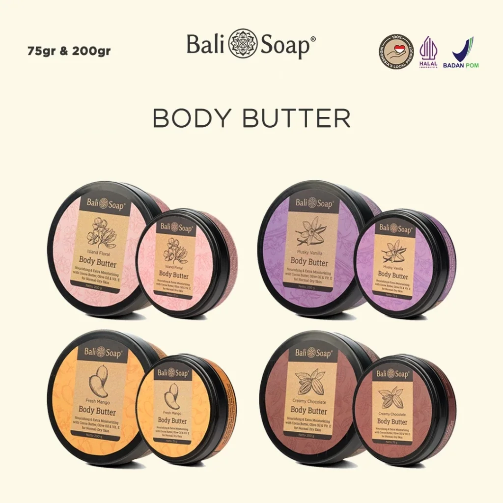 Bali Soap Nourishing Body Butter For Dry, Cracked Skin, Effective Moisturizer, Fragrance-Infused, BPOM & Halal Certified