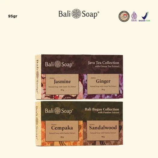 Bali Soap Natural Bath Soap 2-Piece Pack 95 g – Economical, BPOM Certified, Halal Approved, SLS Free & Paraben Free