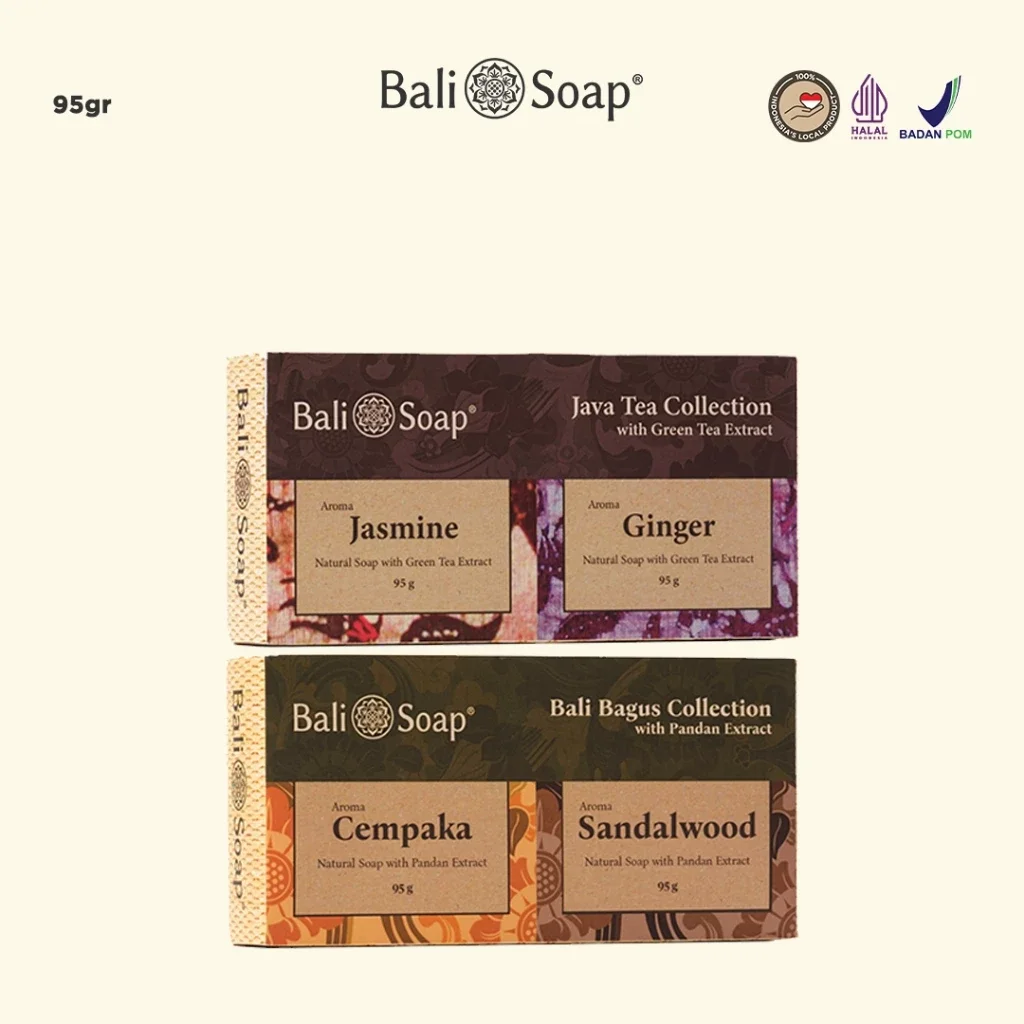 Bali Soap Natural Bath Soap 2-Piece Pack 95 g – Economical, BPOM Certified, Halal Approved, SLS Free & Paraben Free