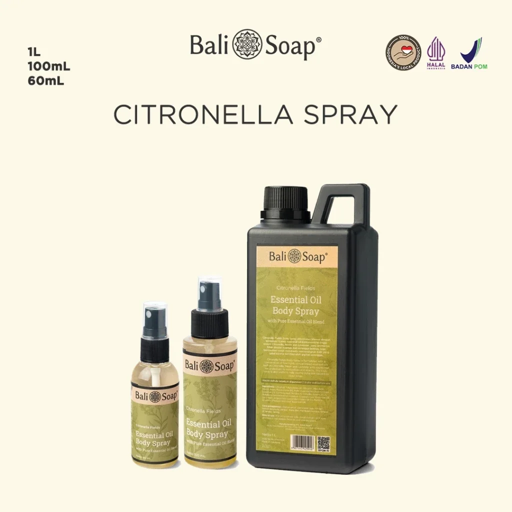 Bali Soap Natural Citronella Spray – Essential Oil Mosquito Repellent, BPOM Certified & Halal, Direct Skin Application