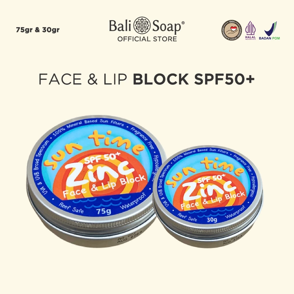 Suntime Zinc – Ultimate Face & Lip Sunscreen Block – SPF 50+ – Waterproof Mineral Protection