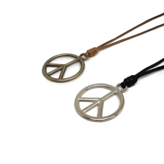 Premium Leather Cord Necklace With Peace Symbol Pendant For Men And Women