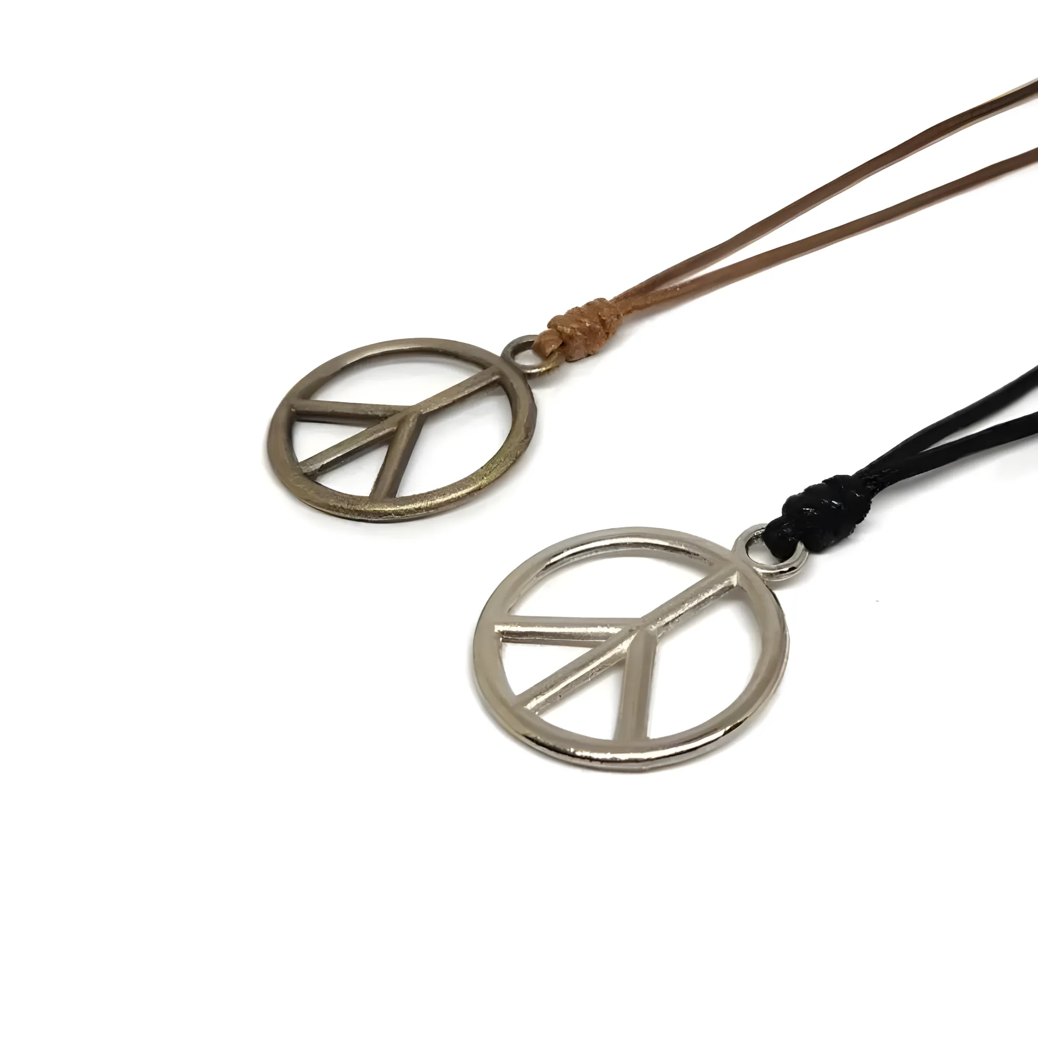 Premium Leather Cord Necklace With Peace Symbol Pendant For Men And Women