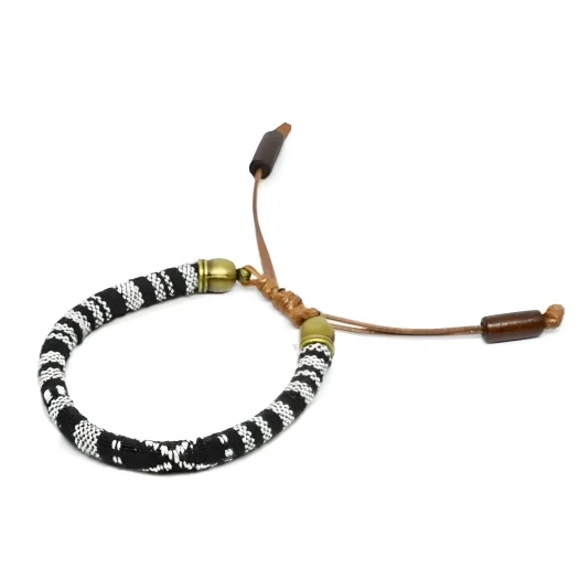 Black And White Cord Ethnic Bracelet