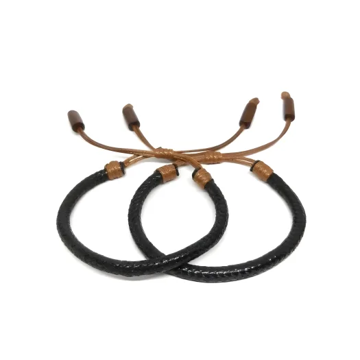 Premium Stylish Black Leather Cord Couple Bracelets For Men And Women – Affordable Korean Design