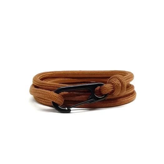 Mini Premium Golden Brown Paracord Prusik Bracelet With Carabiner